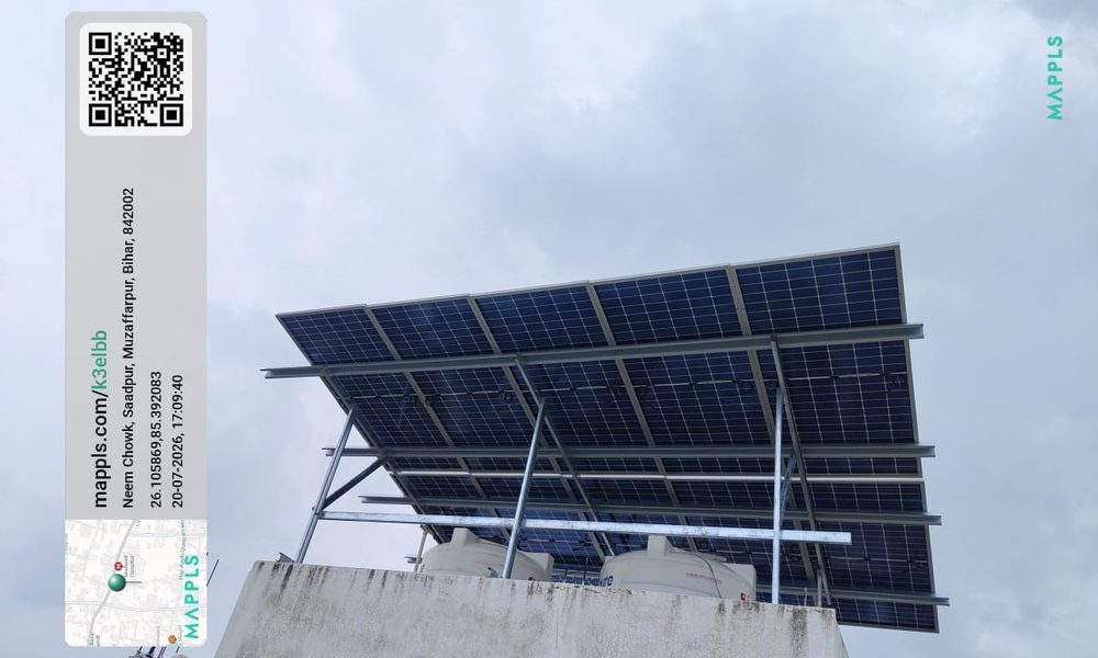 Solar panel installation on residential rooftop