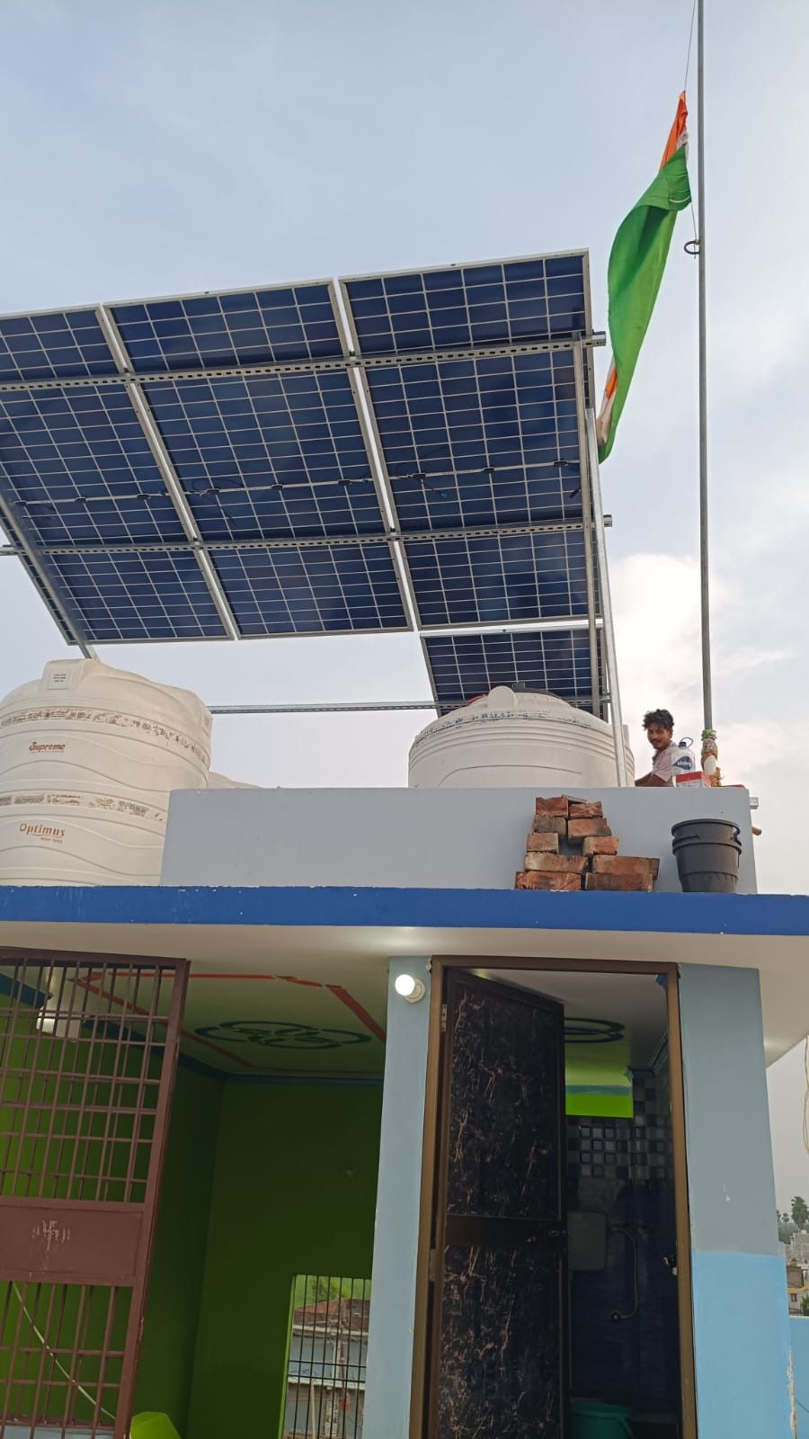 Solar panel structure under installation