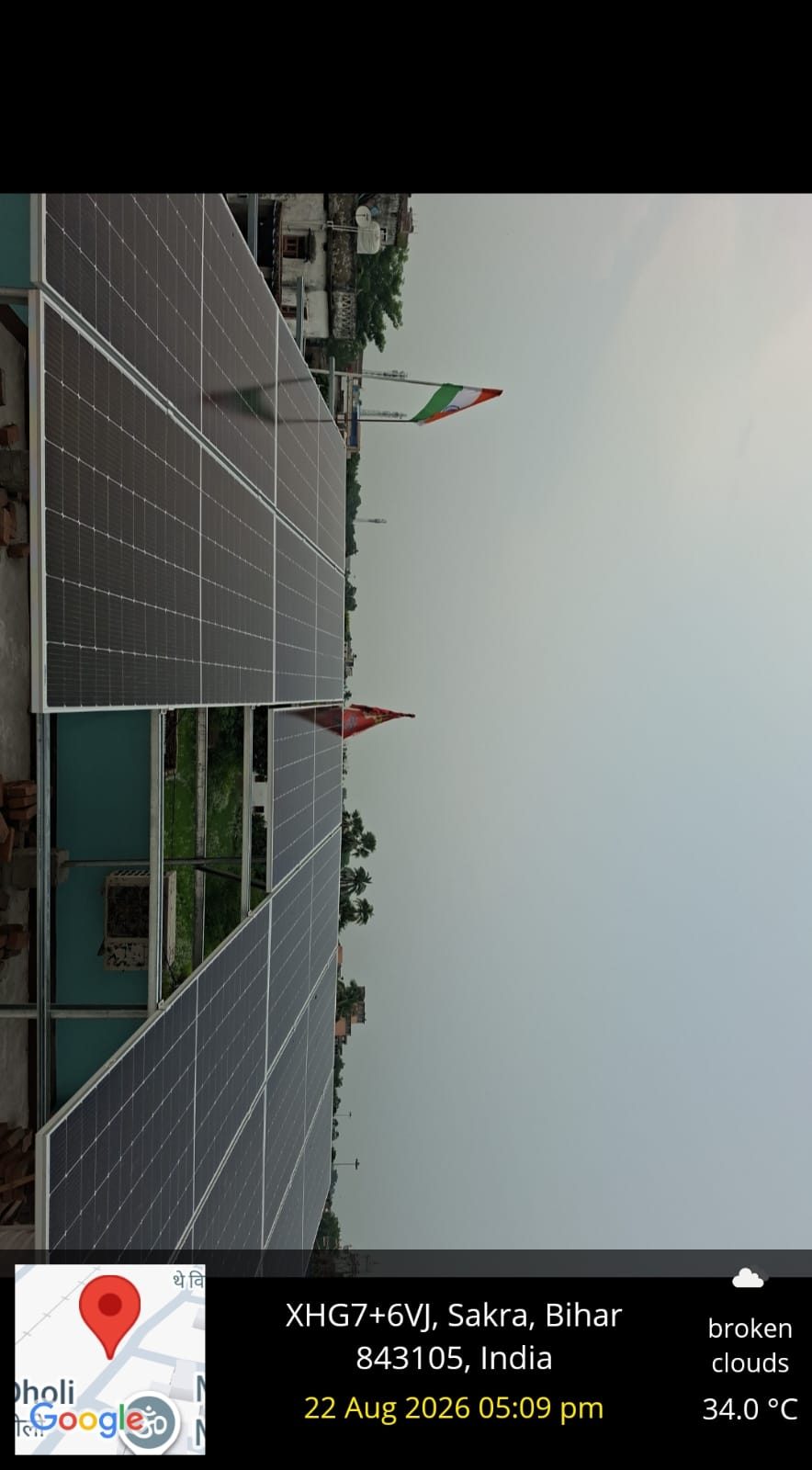 Completed solar panel mounting structure